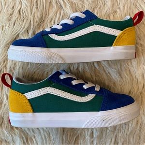 Like new Vans size 9.5K toddler sneakers. red yellow green & blue color design